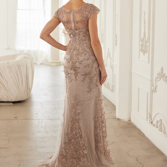 Plus size formal dress.Mother of the bride party wedding guest taupe or teal - Picture 3 of 8